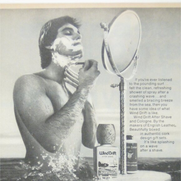 Wind Drift After Shave Cologne 1972 Vintage Print Ad Wave Ocean Mirror - Picture 2 of 2